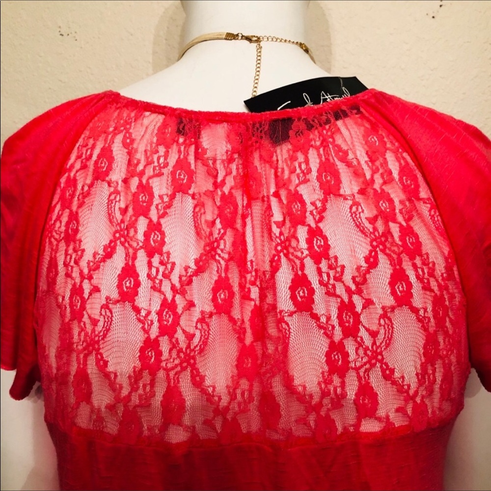CORAL RUFFLE LAYERED SLEEVELESS TOP BLOUSE NEW L - Picture 2 of 5